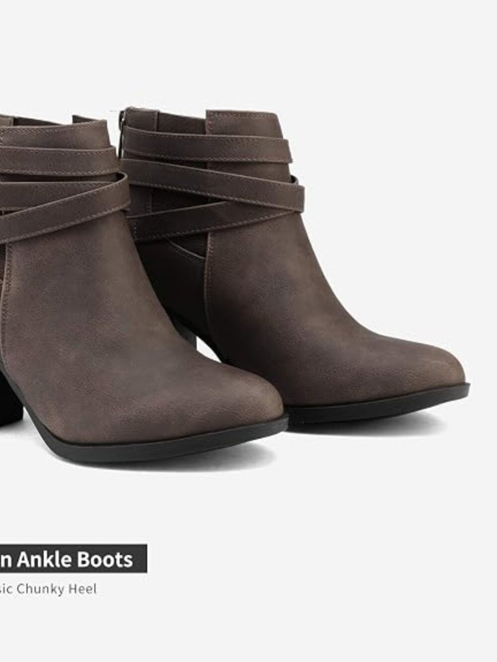 Women's Chunky High Heel Ankle Booties Shoes